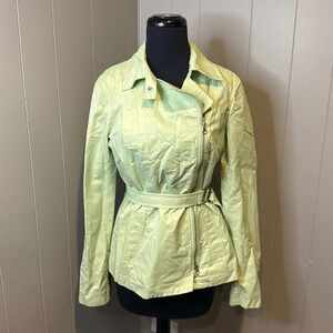 Armani Exchange Women’s Medium Lime Asymmetrical Zip Moto Jacket Metal Hardware